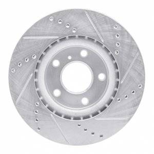 Infiniti G35 Brake Rotor (1) - Front Left - R1 Concepts - Drilled & Slotted - Silver - `03-`05
